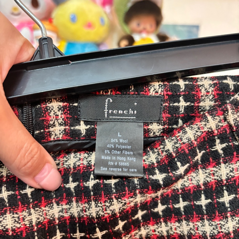 Frenchi Wool Blend Tweed Mini Skirt Size Large - Picture 4 of 7